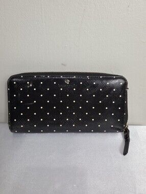Kate Spade Black Polka Dot Zip Around Wallet